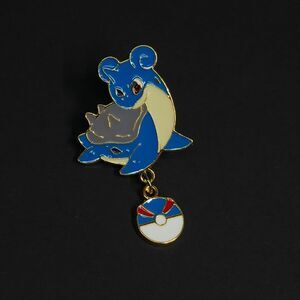 Pokemon Fan Art Style Enamel Lapel Pin Dangling Great Ball Lapras